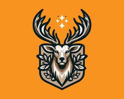 The deer head on an orange background vector