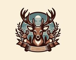 A deer head with a ribbon and a tree in the background vector