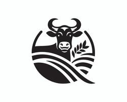 An image of a cow with a head in the middle of a circle vector