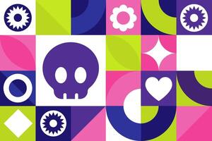 Dia de los Muertos. Day of the Dead, seamless geometric pattern. Template for background, banner, card, poster. vector