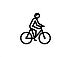 A black and white illustration of a man riding a bicycle vector