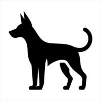 A black silhouette of a dog standing on a white background vector