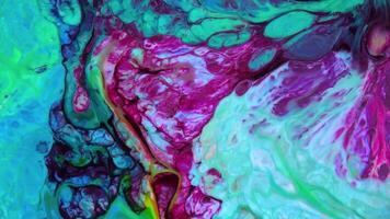 Liquid Colorful Paint Pattens Mix in Slow Motion. Liquid Color Paint Patterns Texture Top View. Multicolor Liquid Paint Surface. video