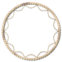 A round frame with pearls and gold beads on Transparent Background png
