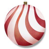 A red and white christmas ball with a gold top png