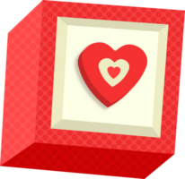 Red heart on a 3D Block toy, perfect for a romantic greeting card design for Valentine's Day png