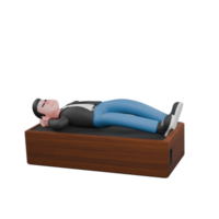 Singing Musician in 3D. A male musician is lying on a loudspeaker with his palms as a cushion. Cartoon Performer png