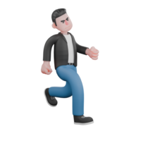 3D Musician Character. A male musician is running while both hands are clasped together. Vocal Artist Model png