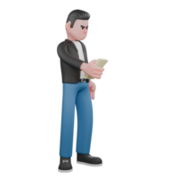 3D Musician Model. a male musician is standing facing left and his right hand is holding a paper and the left is straight down. 3D Music Performer png