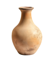 ancient clay vessel with narrow neck, antique terracotta pot for storage on isolated background, rustic pottery png