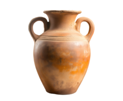 large clay amphora with two handles, ancient pottery vessel on isolated background png