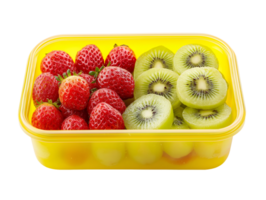fresh fruit lunchbox with strawberries and kiwi slices on isolated background png