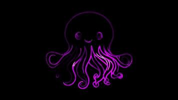 Neon frame effect, Jellyfish jellyfish with long, flowing tentacles and a friendly face on black background video