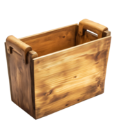 rustic wooden storage bin with sturdy handles ideal for home decor and organization on isolated background png