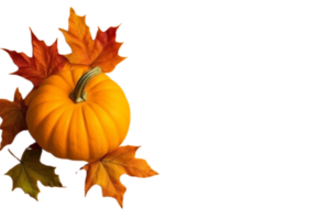 Halloween pumpkin with leaves on transparent background png