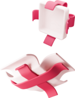 3D Open Gift Box with Bow Icon White Red png