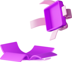 3D Open Gift Box with Bow Icon Purple png