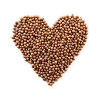 Sorghum small round light brown seeds gently dusted in a heart shape with soft edges png