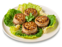 Bun Cha Grilled pork patties and vermicelli noodles served with tangy sweet and sour dipping png