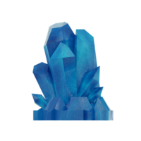 3D render of a blue crystal cluster. Ideal for fantasy, game, or abstract art. png