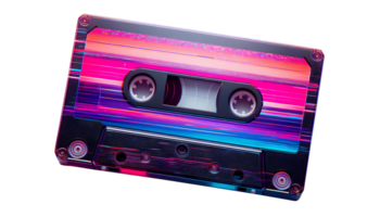 Neon Glow Cassette Tape Retro 80s Vibes png