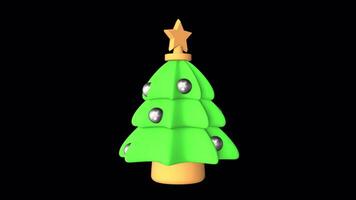 Christmas Tree Rotating on a Transparent Background. Seamless Loop. 4K video