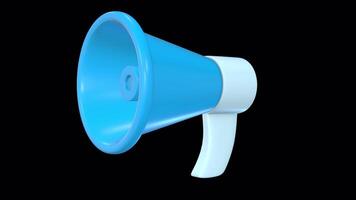 3D Megaphone Rotating on a Transparent Background. Seamless Loop. Loudspeaker 3D. 4K video