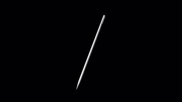 Hand Sewing Sharp Needle Rotating on a Transparent Background. Seamless Loop. 4K video