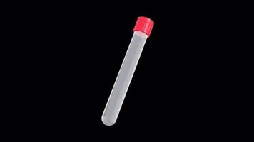 3D Blood Test Tube Rotating on a Transparent Background. Seamless Loop. 4K video
