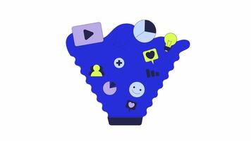 SMM managing online presence with tablet 2D object animation. Digital marketing advertising cartoon 4K , alpha channel. Social media data analytics animated flat item on white background video