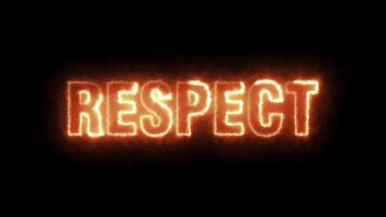 RESPECT - Seamless looping text animation with fiery text and black background. video