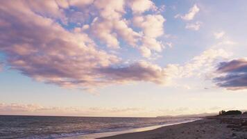 Sunset With Clouds And Magenta Sky Over The Sea Of Sicily video