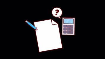 A calculator and paper with a question mark video