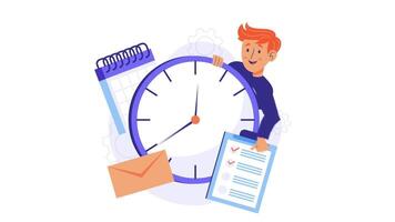 A man holding a clock and papers video