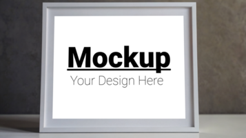 Mockup of a white frame with a black text psd