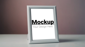 Mockup of a white frame on a table psd