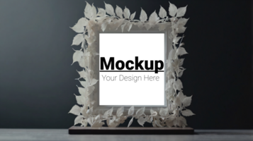 Mockup of a mirror frame with leaves psd
