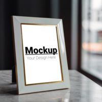 Mockup of a photo frame on a table psd
