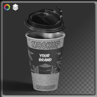 Editable Coffee Cup Mockup with Open Lid and Customizable Design Transparent Background psd