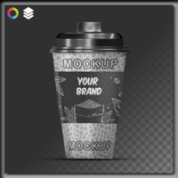 Front View Coffee Cup Mockup with Paper Sleeve Perfect for Branding Design Transparent Background psd