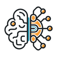 A symbolic illustration combines a human brain with a circuit-like digital network, representing the fusion of human intelligence and technology cutouts png