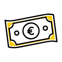 a euro with a euro symbol on it is outlined in bold black and accented with yellow cutouts png