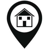 A simple black icon is centered within a location pin symbol cutouts png
