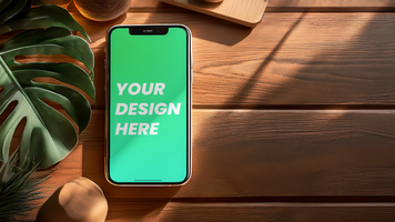 Design in Focus Mobile Mockup on Tabletop psd
