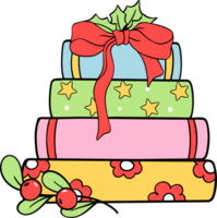 Christmas Reading books stacked with red ribbon bow hand drawn doodle png