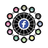 multi color Facebook social network concept icon set on white background vector