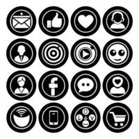 16 Mobile Apps Circle Icons set vector