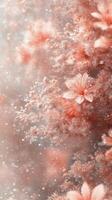 Delicate pink floral arrangement with soft bokeh lights during a festive celebration photo