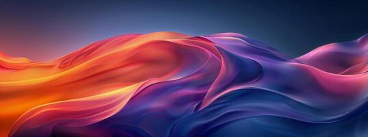 Abstract Digital Art With Vibrant Red, Orange, Pink, And Blue Wavy Lines On A Dark Background photo