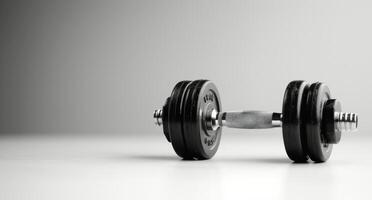 Black Dumbbell on White Background photo
